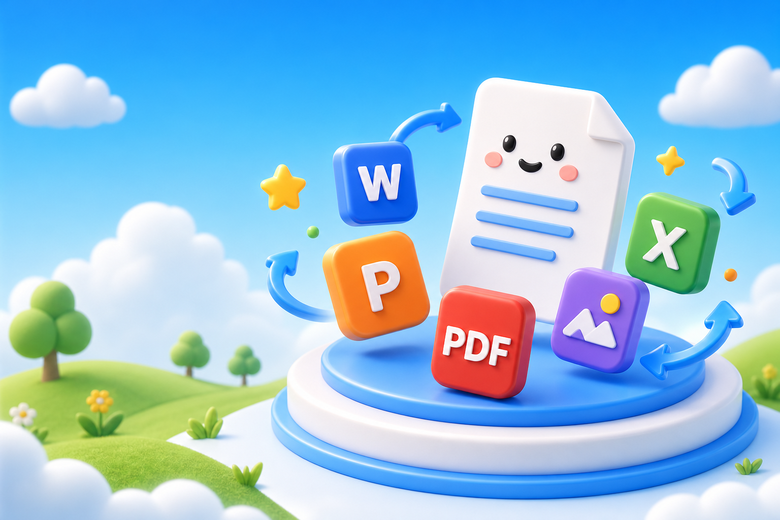 PDF、Word、Excel、PPT 转换工具插画